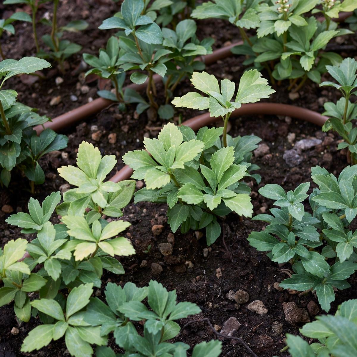 pachysandra with drip irrigation