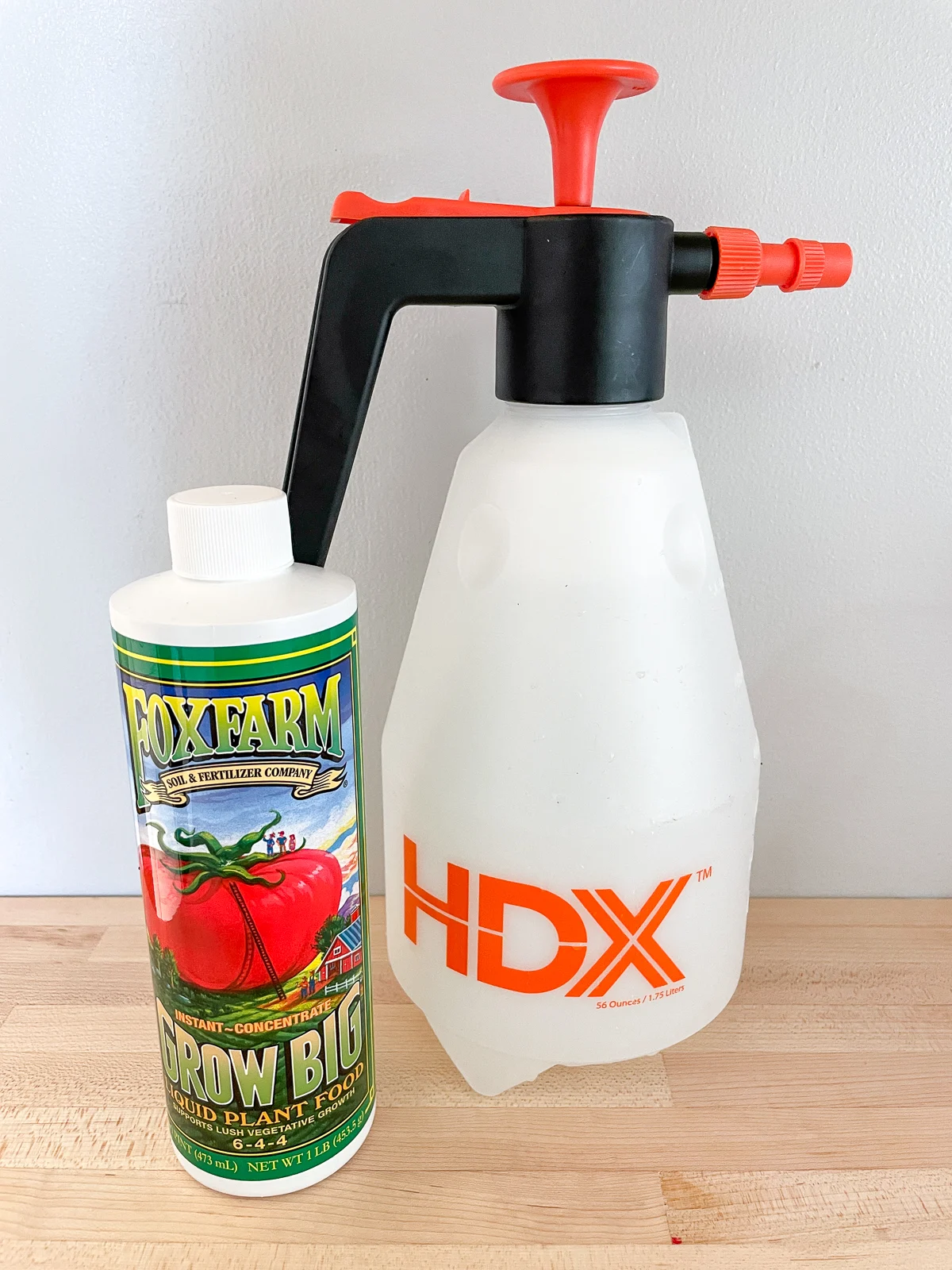Fox Farm water soluble fertilizer and spray bottle