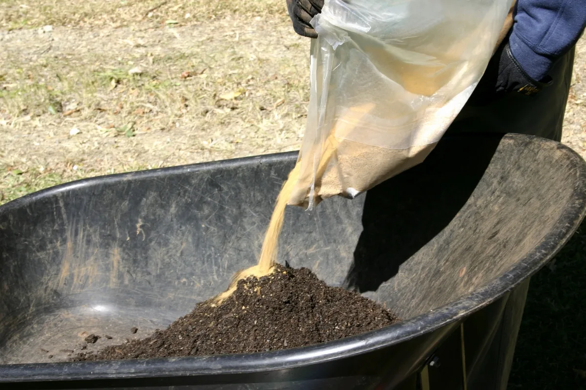 adding sand to potting mix